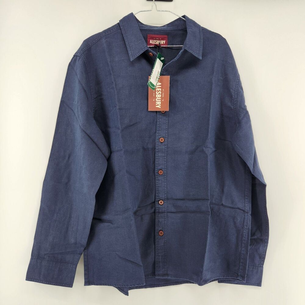 Alesbury Men's Navy Large Tall‎ Hemp Lyocell Shirt NWT